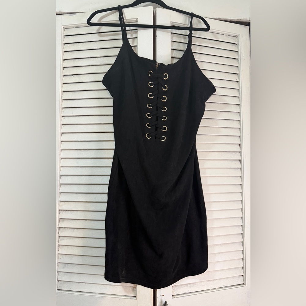Elegant Black Lace-Up Dress